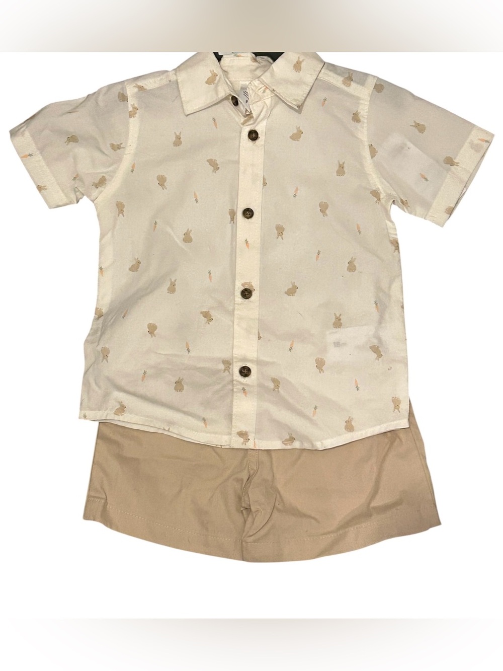 Carters Child of Mine toddler 18M boy 2 pc set button-up shirt w/khaki shorts
